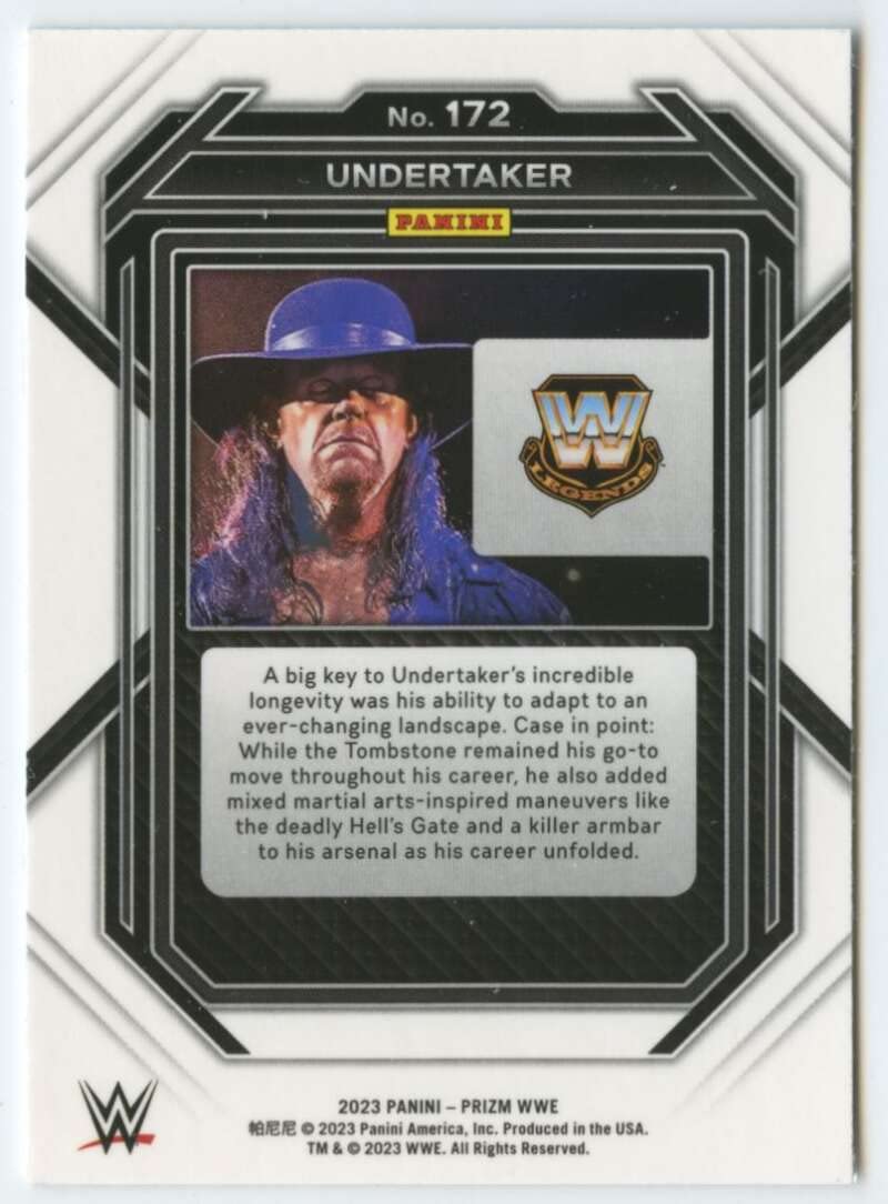 Amazon.com: 2023 Panini Prizm WWE #172 Undertaker Legend Wrestling